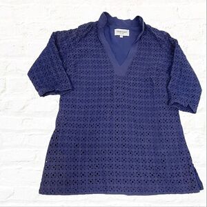 Elizabeth McKay Navy Eyelet Cotton Tunic Dress